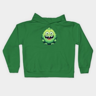 Smiling Cute Green Monster Cartoon Kids Hoodie